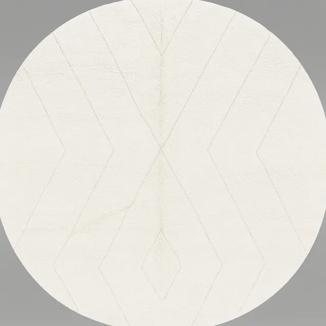 Tapis rond berbère Taroudant blanc à lignes — tapis berbères contemporains