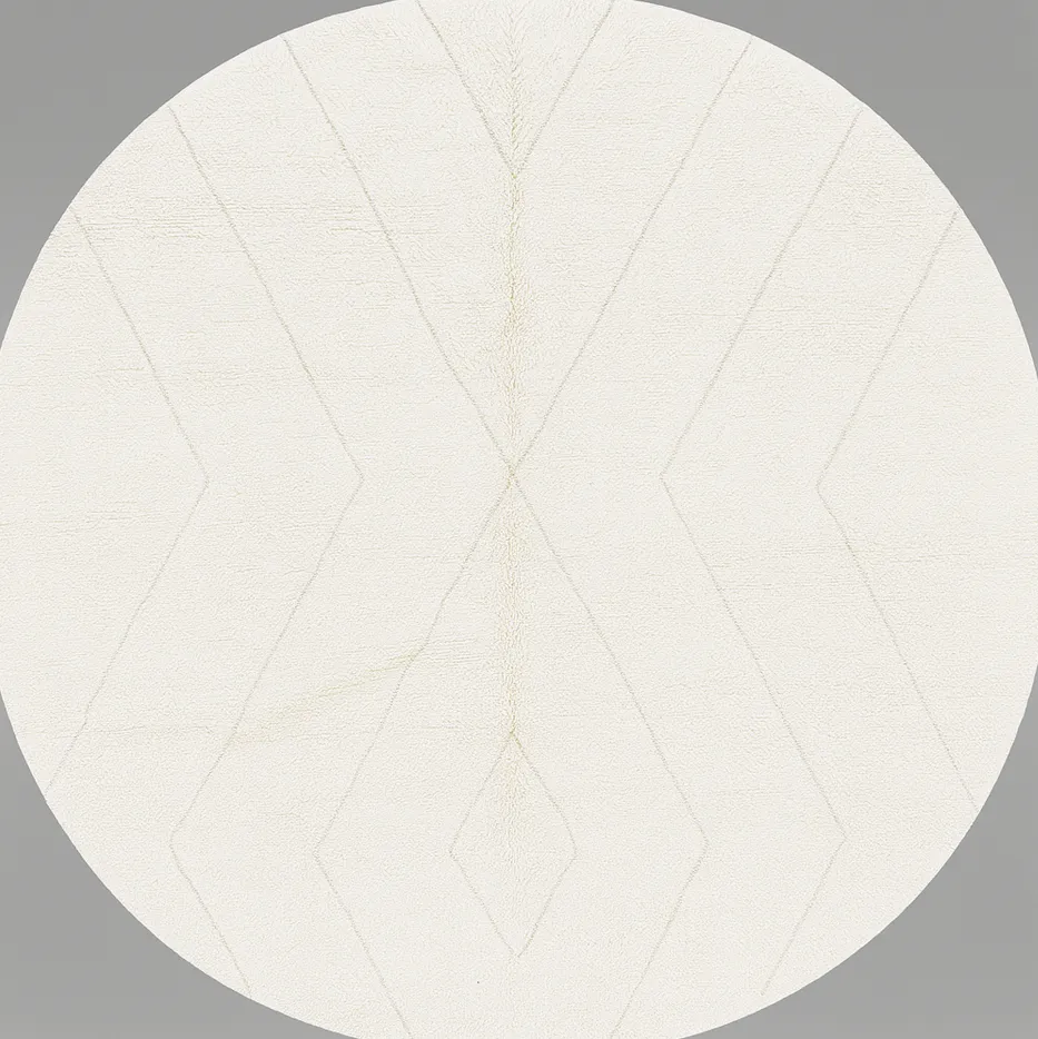 Tapis rond berbère Taroudant blanc à lignes — tapis berbères contemporains tissé à la main