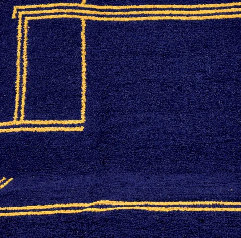 Tapis rond berbère Tasa bleu aux motifs géométriques, vue 3 sur 4
