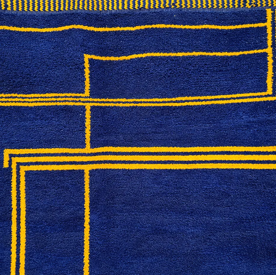 Tapis rond berbère Tasa bleu aux motifs géométriques, vue 4 sur 4