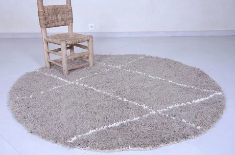 Tapis rond berbère Tassaout gris — tapis berbères contemporains