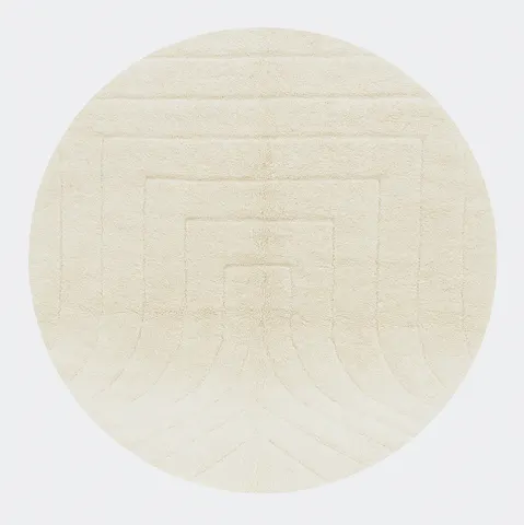 Tapis rond berbère Tata blanc uni — tapis berbères contemporains
