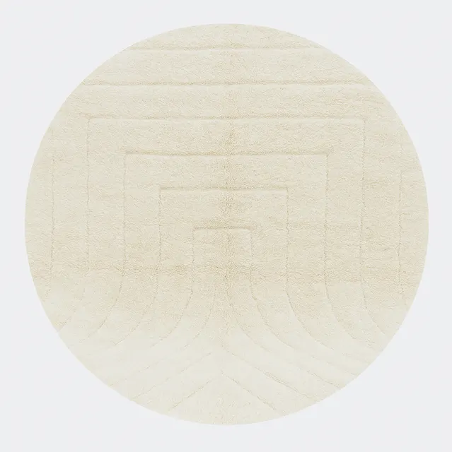 Tapis rond berbère Tata blanc uni — tapis berbères contemporains
