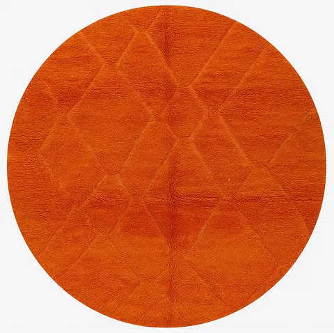 Tapis rond berbère Tazaghart orange à losanges — tapis berbères contemporains