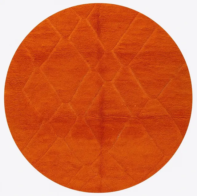 Tapis rond berbère Tazaghart orange à losanges — tapis berbères contemporains