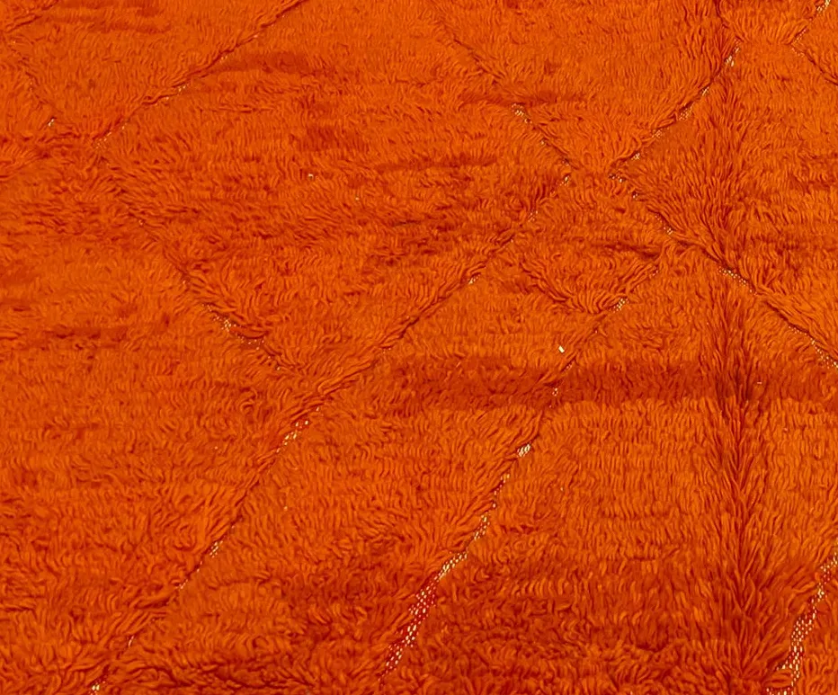 Tapis rond berbère Tazaghart orange à losanges, vue 3 sur 4