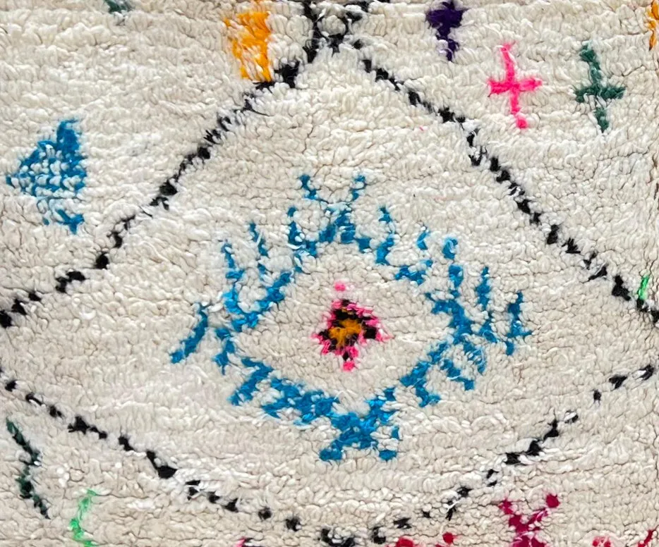 Tapis rond berbère Tensift multicolore aux motifs berbères, vue 4 sur 4