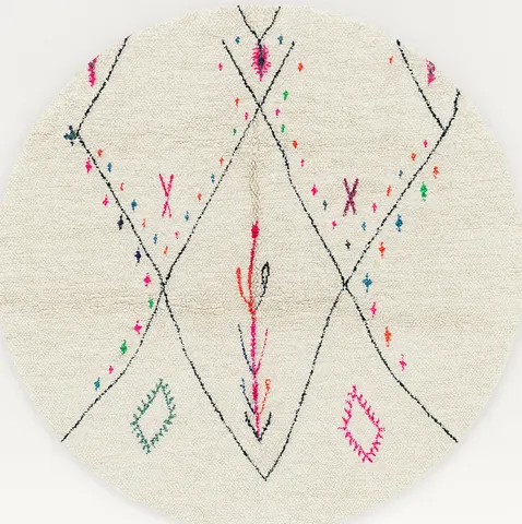 Tapis rond berbère Tessaout aux motifs berbères — tapis berbères contemporains
