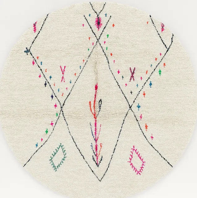 Tapis rond berbère Tessaout aux motifs berbères — tapis berbères contemporains