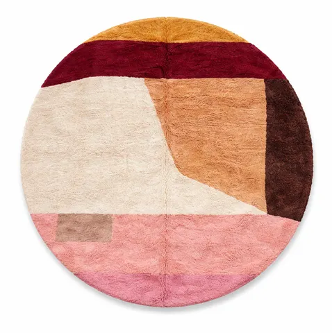 Tapis rond berbère Thiya au dessin abstrait — tapis berbères contemporains