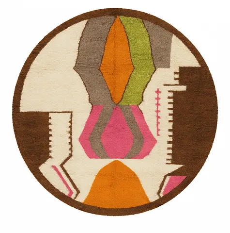 Tapis rond berbère Tidirhine au dessin abstrait — tapis berbères contemporains
