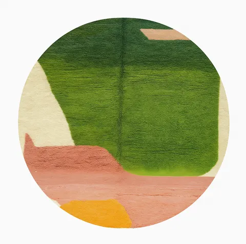 Tapis rond berbère Tifounassine au dessin abstrait — tapis berbères contemporains