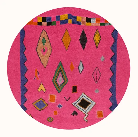 Tapis rond berbère Tifounassine rose — tapis berbères contemporains