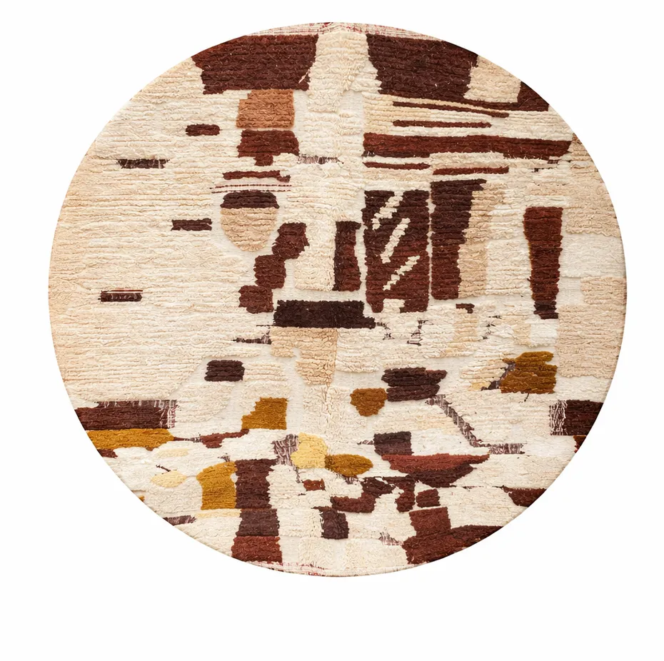 Tapis rond berbère Tinejdad — tapis berbères contemporains tissé à la main