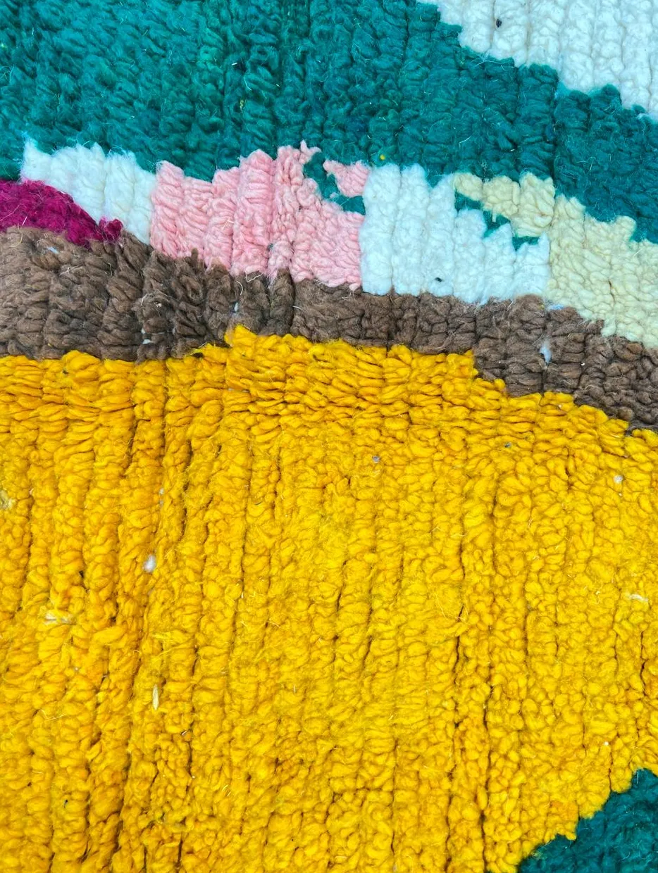 Tapis rond berbère Tinejdad multicolore au dessin abstrait, vue 4 sur 4