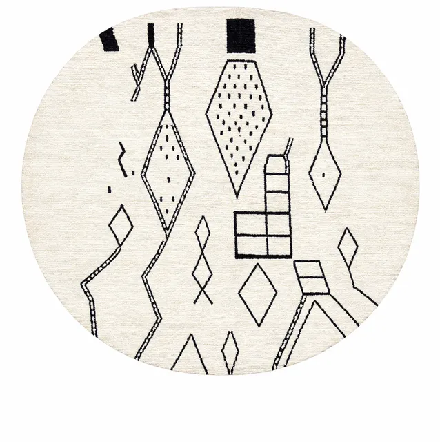 Tapis rond berbère Tinhinan aux motifs berbères — tapis berbères contemporains
