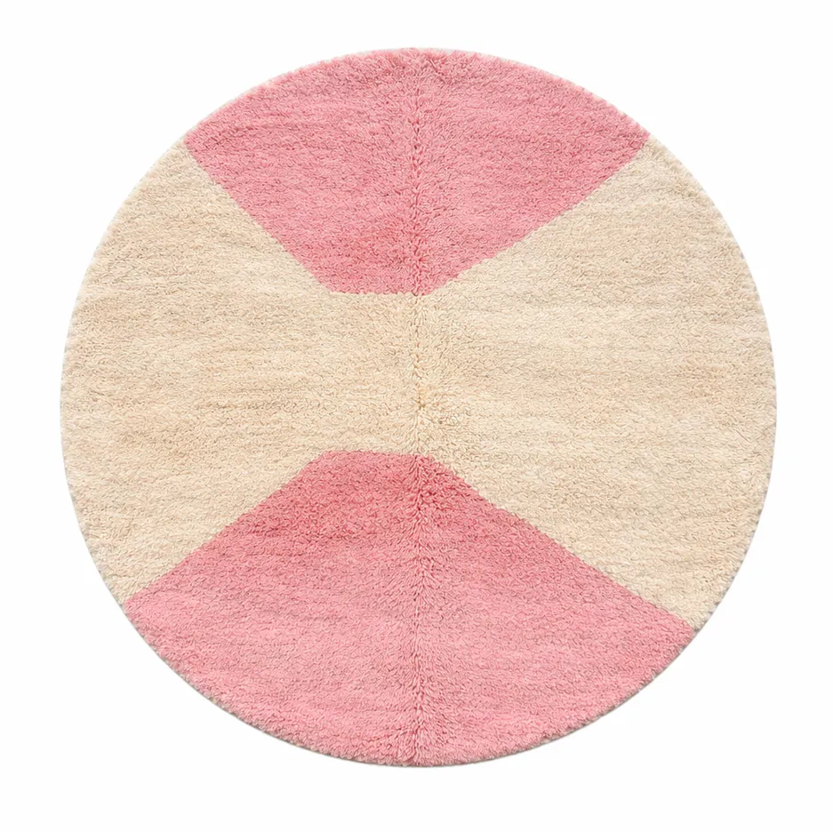 Tapis rond berbère Tinhinan rose — tapis berbères contemporains tissé à la main