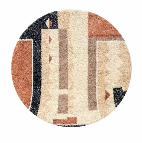 Tapis rond berbère Titrit aux motifs géométriques — tapis berbères contemporains