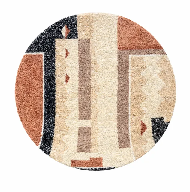 Tapis rond berbère Titrit aux motifs géométriques — tapis berbères contemporains