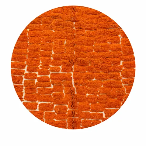 Tapis rond berbère Tizi orange — tapis berbères contemporains