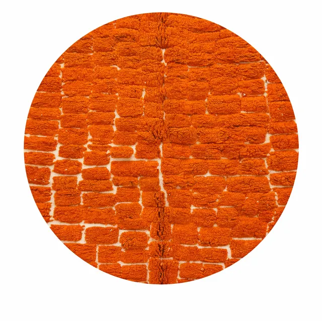 Tapis rond berbère Tizi orange — tapis berbères contemporains