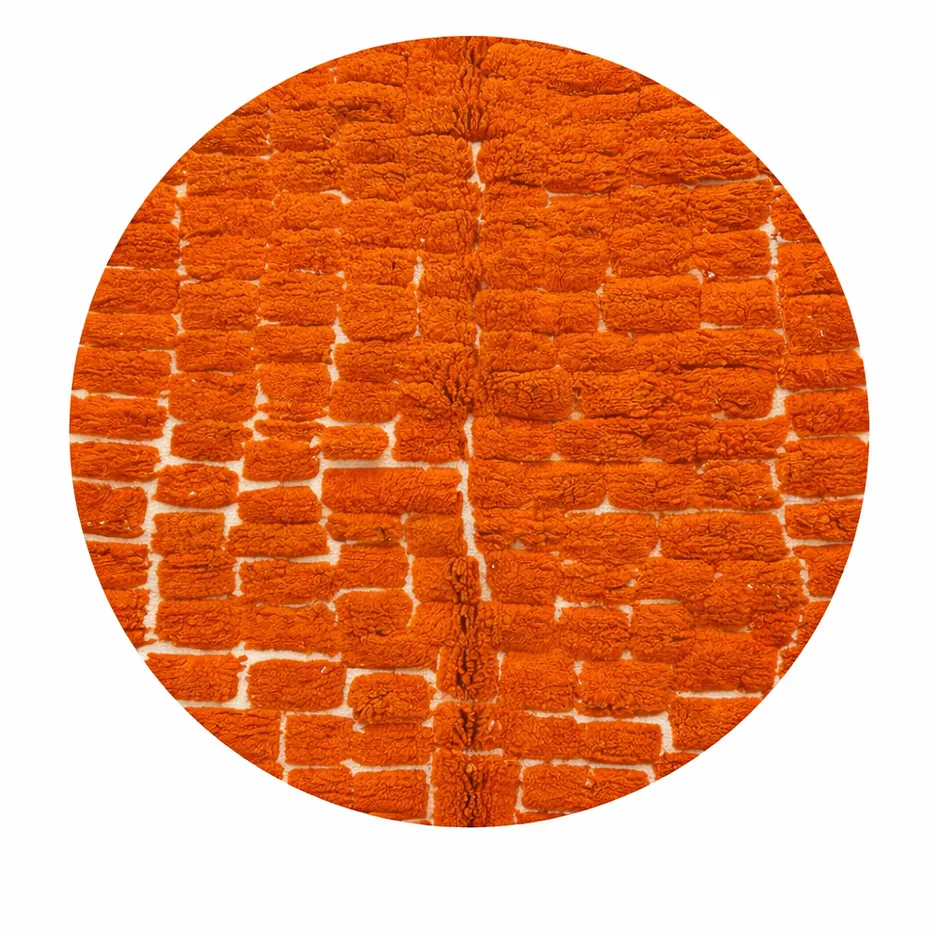 Tapis rond berbère Tizi orange — tapis berbères contemporains tissé à la main