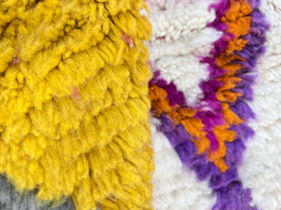 Tapis rond berbère Tiznit multicolore aux motifs géométriques, vue 4 sur 4