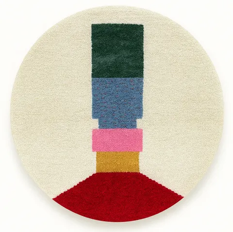 Tapis rond berbère Todra au dessin abstrait — tapis berbères contemporains