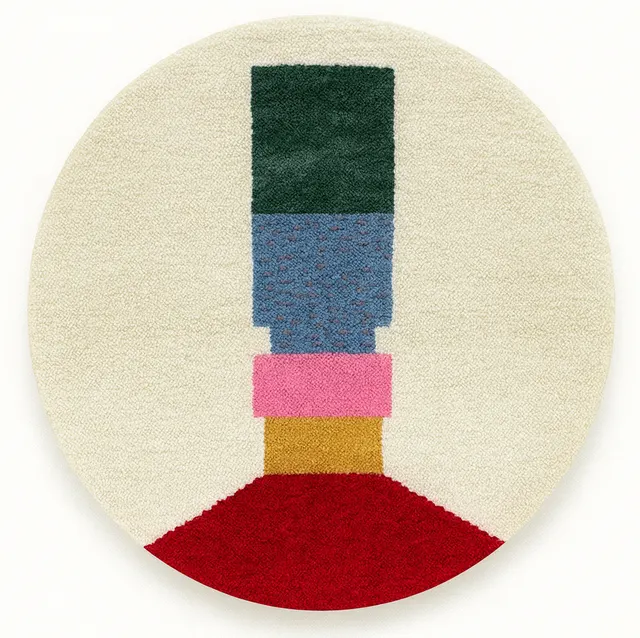 Tapis rond berbère Todra au dessin abstrait — tapis berbères contemporains