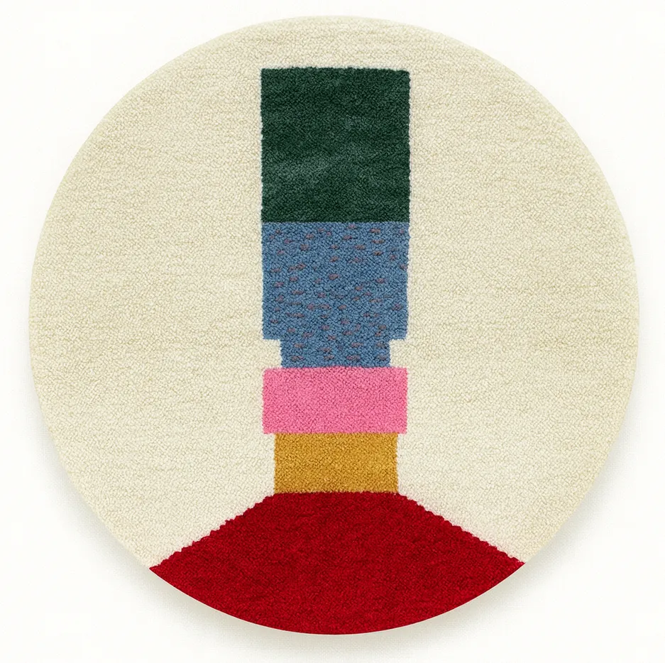 Tapis rond berbère Todra au dessin abstrait — tapis berbères contemporains tissé à la main