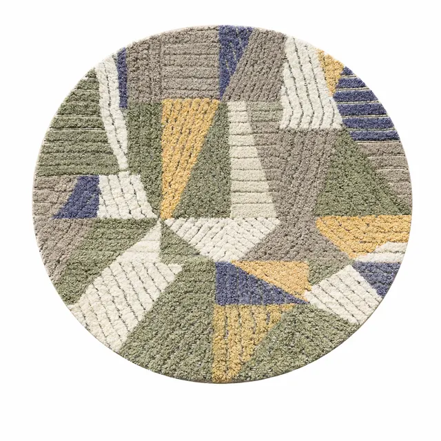 Tapis rond berbère Udad aux motifs géométriques — tapis berbères contemporains