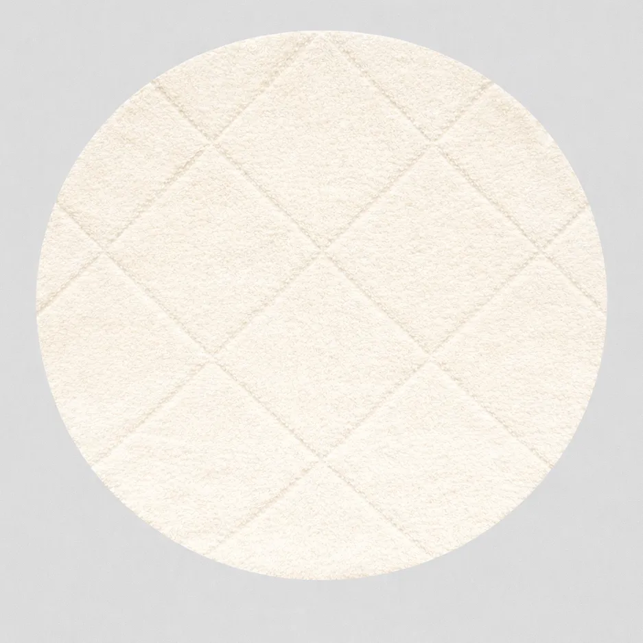 Tapis rond berbère Winaruz à losanges — tapis berbères contemporains tissé à la main