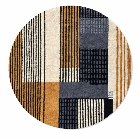 Tapis rond berbère Winaruz à rayures — tapis berbères contemporains