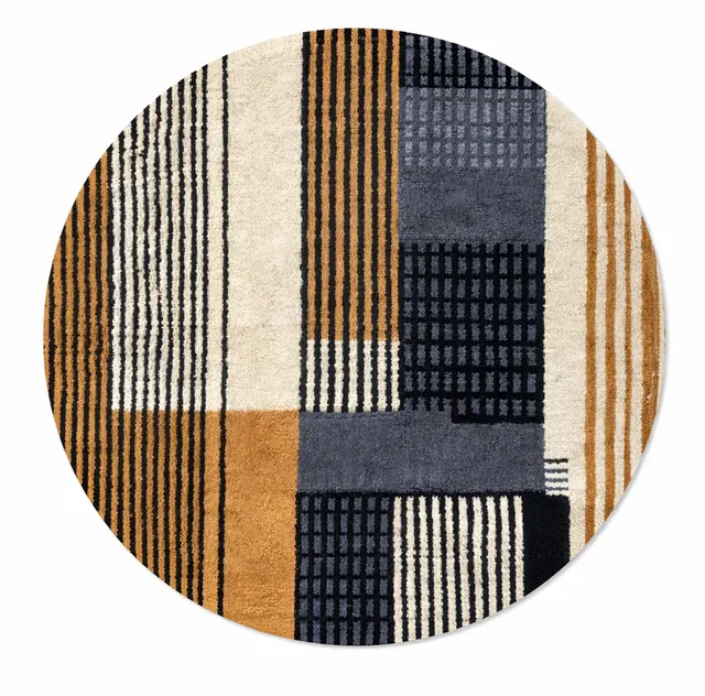Tapis rond berbère Winaruz à rayures — tapis berbères contemporains