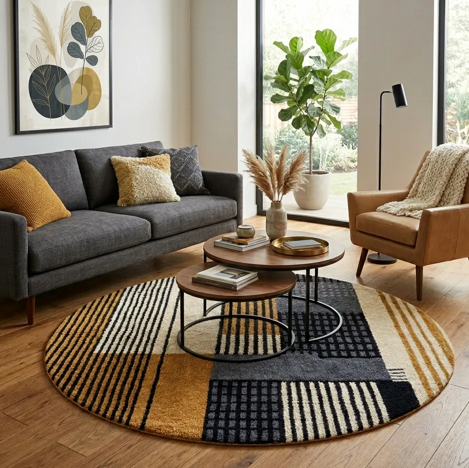 Tapis rond berbère Winaruz à rayures, vue 4 sur 4