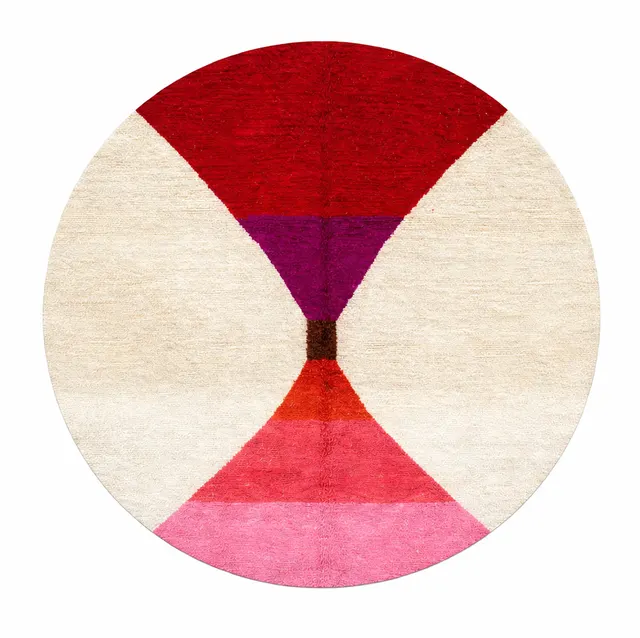 Tapis rond berbère Yidir aux motifs géométriques — tapis berbères contemporains