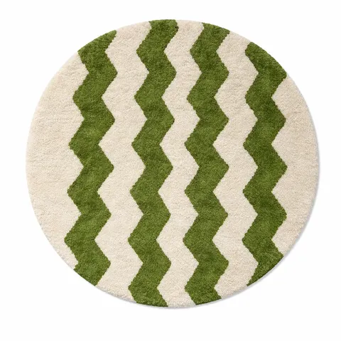 Tapis rond berbère Yidir vert — tapis berbères contemporains