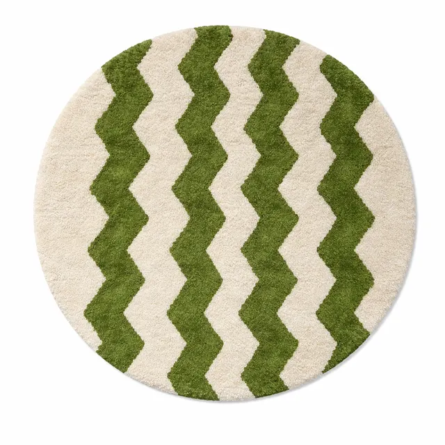 Tapis rond berbère Yidir vert — tapis berbères contemporains