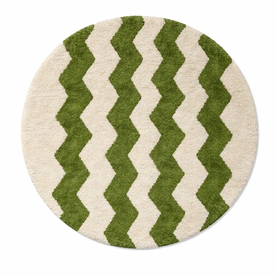 Tapis rond berbère Yidir vert — tapis berbères contemporains tissé à la main