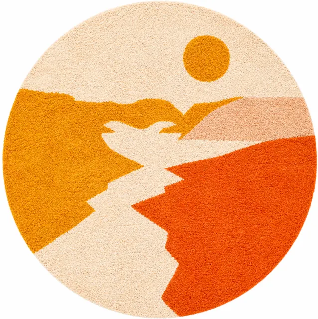 Tapis rond berbère Yuba au dessin abstrait — tapis berbères contemporains