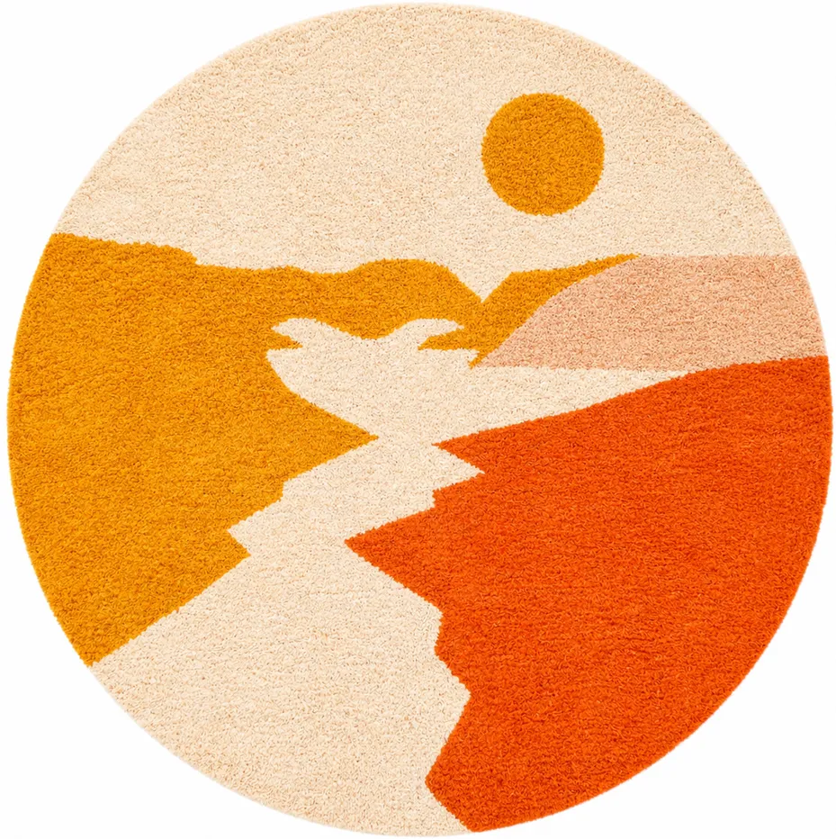 Tapis rond berbère Yuba au dessin abstrait — tapis berbères contemporains tissé à la main