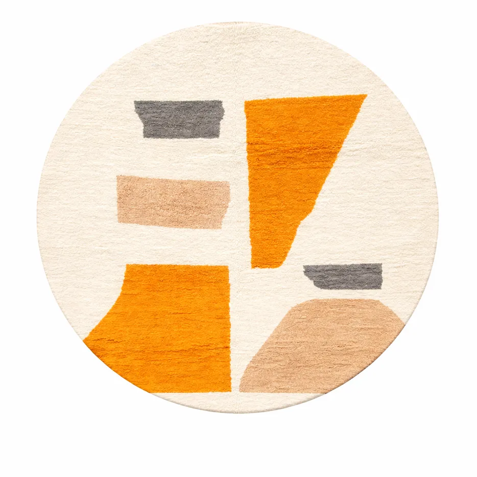 Tapis rond berbère Zagora au dessin abstrait — tapis berbères contemporains tissé à la main