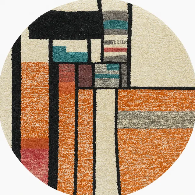 Tapis rond berbère Zagora aux motifs géométriques — tapis berbères contemporains