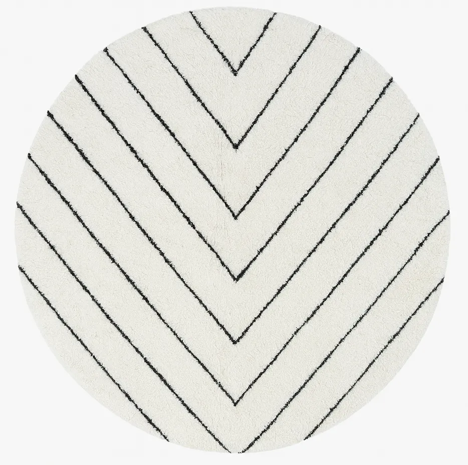 Tapis rond berbère Zat blanc — tapis berbères contemporains tissé à la main