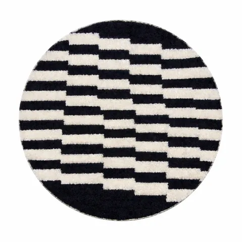 Tapis rond berbère Zegga noir et blanc — tapis berbères contemporains