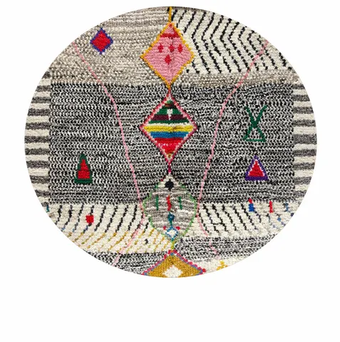 Tapis rond berbère Ziri aux motifs berbères — tapis berbères contemporains