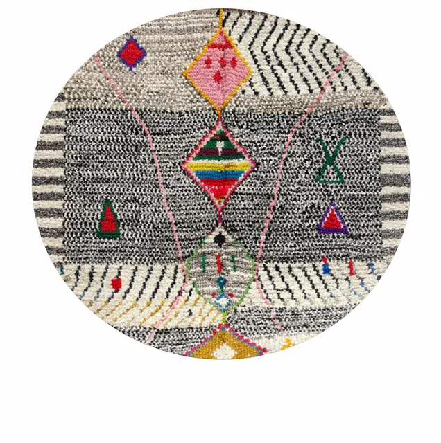 Tapis rond berbère Ziri aux motifs berbères — tapis berbères contemporains