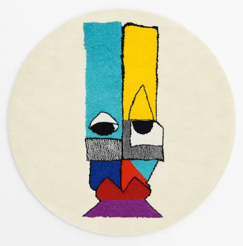 Tapis rond berbère Ziz au dessin abstrait — tapis berbères contemporains