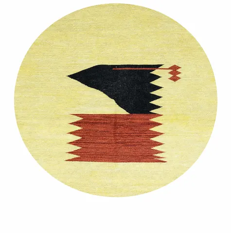 Tapis rond kilim Illi au dessin abstrait — tapis kilim