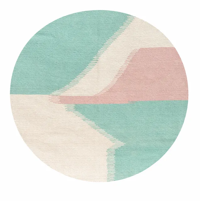 Tapis rond kilim Izem au dessin abstrait — tapis kilim